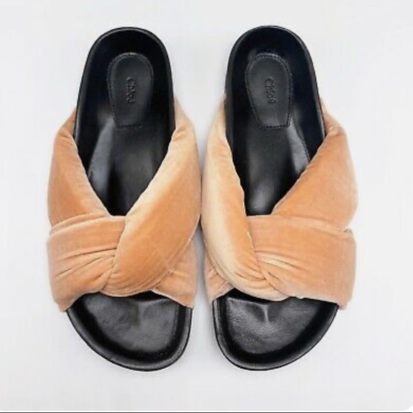 Chloé Nolan Crisscross Twisted Velvet Slides - Picture 9 of 15